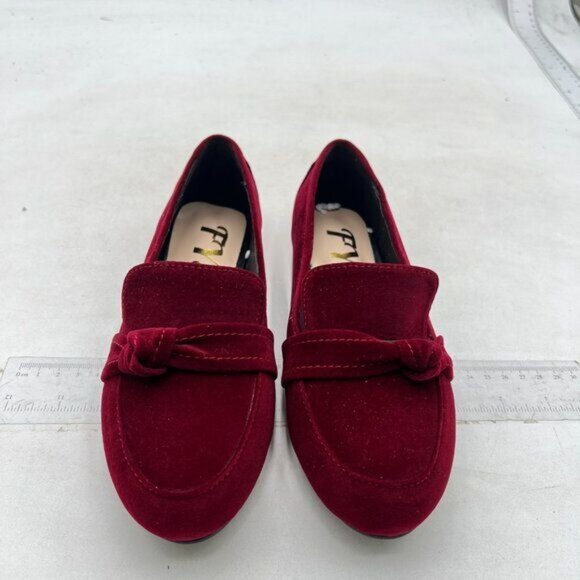 FYS Women Round Toe Flats Knotted Loafer Flats Slip On Ballet Dressy Dark Red - Picture 3 of 8